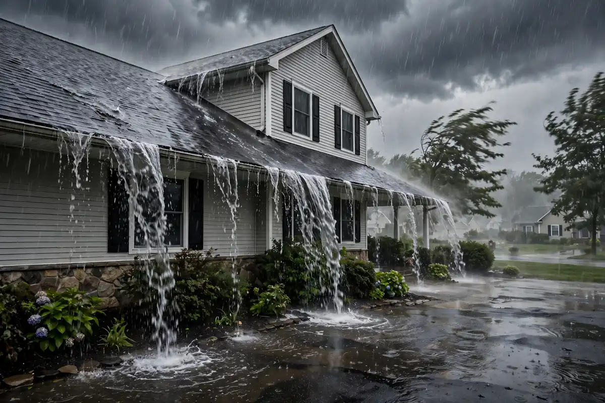 lluvias pesadas que derraman un techo de trituración en las barrigas desbordantes de Sayreville, NJ