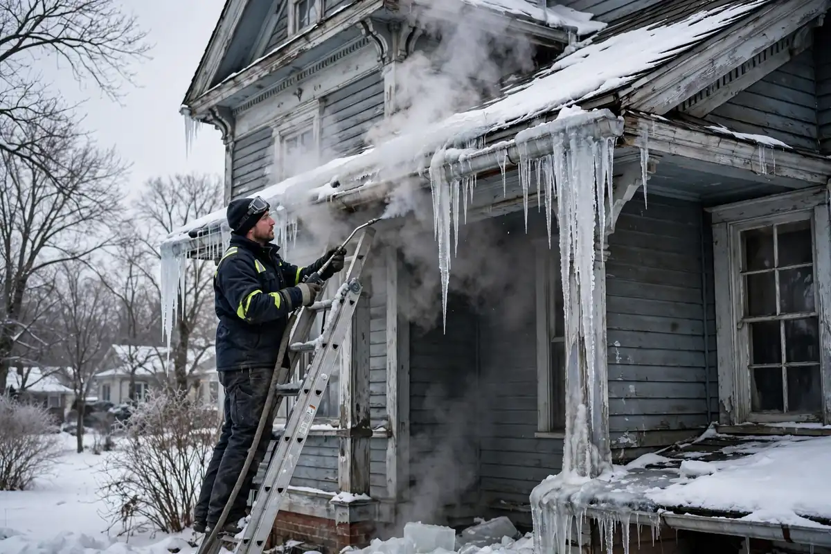 Reparación de las fugas de hielo en el centro de Sayreville, NJ